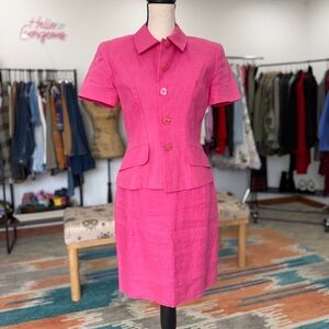 Vintage Kelly Graham New York Pink Linen Suit Made in USA